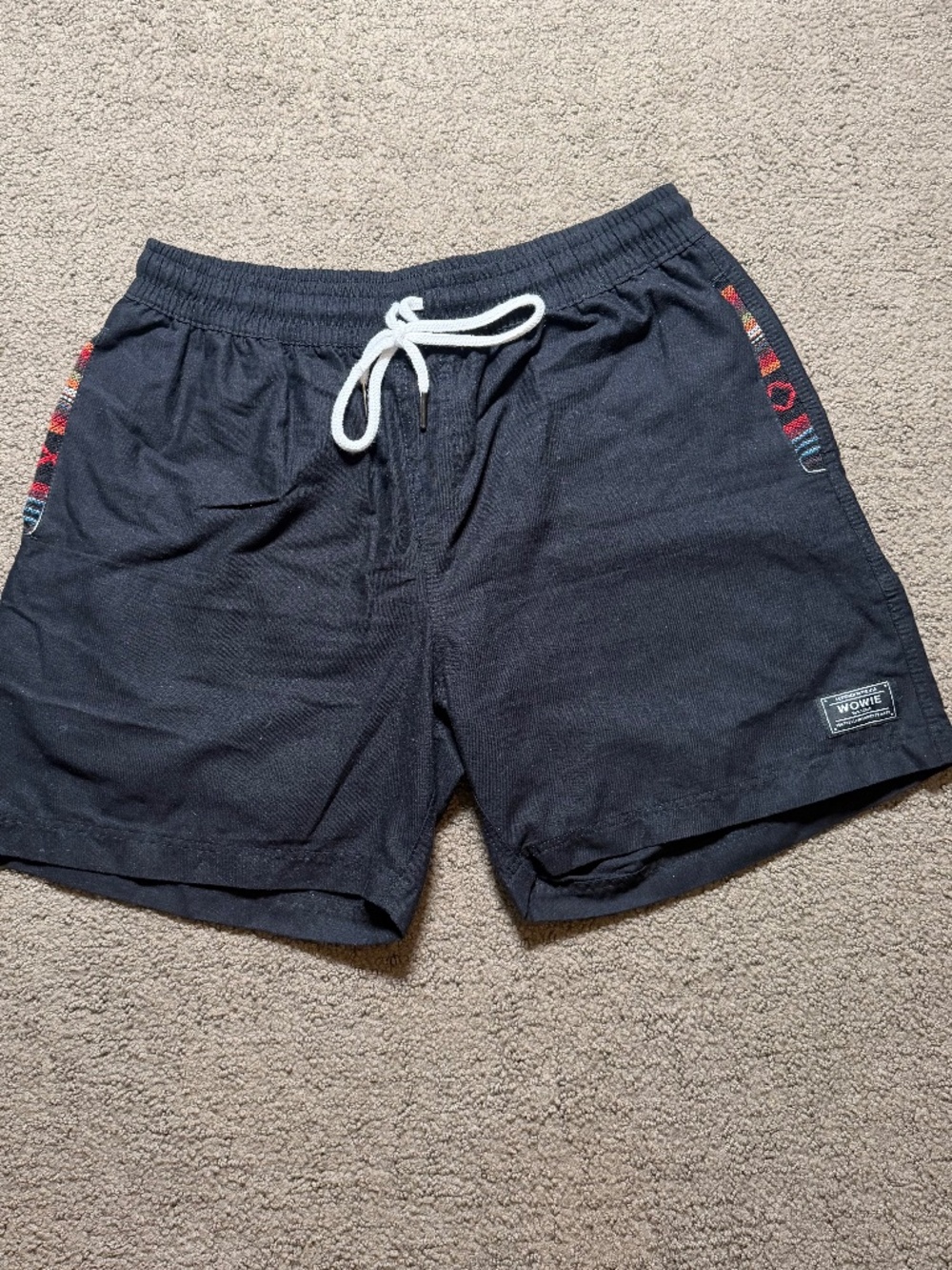 Wowie Men's OG Casual Shorts Black Aztec Trim Large